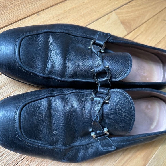 Salvatore Ferragamo Men’s Black Leather Bit Loafers – Size 10.5 2E (Wide)